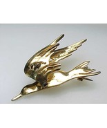Vintage HANDMADE GOLD over STERLING Silver 3-D BIRD BROOCH Pin - 1 3/4 i... - £99.68 GBP