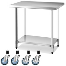 24" x 36" Stainless Steel Commercial Kitchen NSF Prep & Work Table w/ 4 Wheels - £195.91 GBP