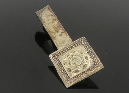 MEXICO 925 Sterling Silver - Vintage Mayan Aztec Sun Calendar Tie Clip - TR1950 - £43.36 GBP