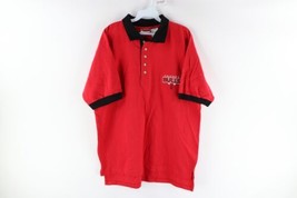 Vintage 90s Mens Medium Faded Chicago Bulls Basketball Spell Out Polo Shirt Red - £36.95 GBP