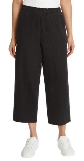 Jessica Simpson Womens Pants Black Cropped Wide Leg Gauze Pockets High-Rise - $36.99