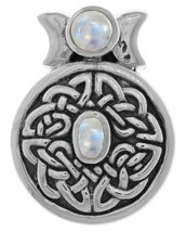 Jewelry Trends Sterling Silver Round Celtic Moon Goddess Pendant with Moonstone - £57.89 GBP