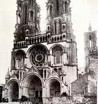 Laon Cathedral Le Noel Christmas 1911 Antique Print French Church DWT14A - £18.68 GBP