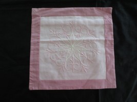 Handmade Delicate Pink Embroidered Pillow Cover w/Closure - 13&quot; X 13&quot; - £9.39 GBP