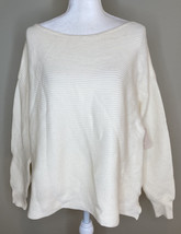 NWT 14th &amp; Union Oversized Boat Neck Ribbed Pullover Sweater Size L In Ivory H7 - £10.40 GBP