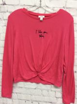 Jenni Intimates Womens Pajama Top Pink Black I Like You Today Stretch Sc... - €5,48 EUR