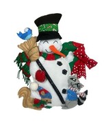 Vtg Bucilla Felt &amp; Sequin Holiday Wall Hanging Snowman &amp; Woodland Animal... - $34.74 CAD