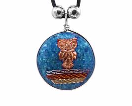 Mia Jewel Shop Copper Owl Charm Tribal Metal Pattern Round Crushed Chip Stone In - £12.21 GBP