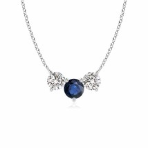 ANGARA Classic Sapphire and Diamond Necklace in 14K Solid Gold | 18&quot; Chain - £1,297.65 GBP