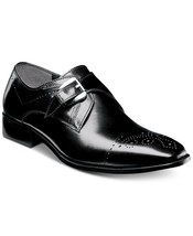 Men Black Monk Single Buckle Strap Medallion Cap Toe Real Leather Shoes US 7-16 - £107.65 GBP