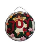Vintage Joan Baker Hand Painted Glass JOY Angel Hanging Sun Catcher - $239.41 MXN