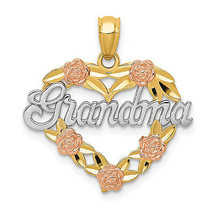 14k Two-tone w/White Rhodium GRANDMA Heart Pendant K2680 - $173.21