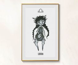 Libra Zodiac cross stitch pattern pdf - Funny Imp Libra cross stitch chart - £5.33 GBP