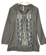 Mur Mur Top Size Small Pull Over Hooded Embroidered 1/4 Zip Top  Blue Ta... - $19.13 CAD