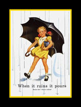 Vintage 1941 Morton Salt Poster Print, Kitchen Wall Art, When it Rains it Pours - £17.37 GBP+