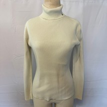 Lauren Ralph Lauren Ivory Ribbed Turtleneck Sweater Women&#39;s Large Made i... - $79.99