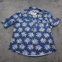 Cathy Daniels Shirt Womens M Blue Floral Chest Button Half Sleeve Blouse - £20.55 GBP