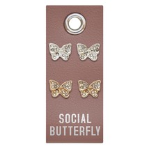 Santa Barbara Design Studio Silver Stud Earrings - Social Butterfly (Pack of 5) - £8.97 GBP