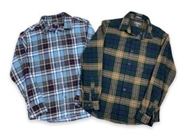 Eddie Bauer 2 Lot Shirt Multicolor Plaid Long Sleeve Flannel Grunge Butt... - $24.74