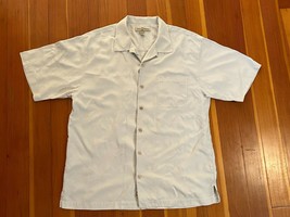 Tommy Bahama Mens L Silk Ivory Cream Colored Short Sleeve Shirt - $28.50