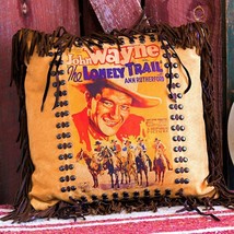 Antiqued Leather Famous Cowboys Fringed Pillow Series 5 Designs 16X16&quot; Or 18x18&quot; - £230.05 GBP+
