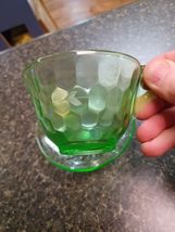 Green Depression Saucer Tea Cup Jeanette Honeycomb Hex Optic Set - $29.69
