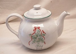 Corelle Corning Stoneware Teapot Callaway Holiday Christmas Ivy Red Cardinal - £23.73 GBP
