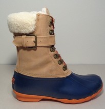 Sperry Size 7 M SHEARWATER Tan Navy Leather Rubber Duck Boots New Women&#39;s Shoes - £194.62 GBP