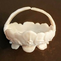 Westmoreland Milk Glass Dogwood Pattern Basket Trinket Dish VTG Bowl Granny Chic - £12.38 GBP