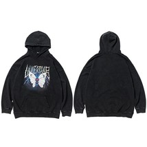 Tshirt lightning butterfly streetwear hoodie retro vintage washed black hooded pullover thumb200