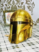 Star war&#39;s Mandalorian Helmet ~ Anti Rust Full Brass ~ Cosplay Prop Movie Helmet - £192.37 GBP