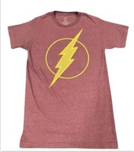 The Flash Mens T-Shirt Small (34/36) Maroon Graphic Front Lighting Bolt ... - £10.75 GBP