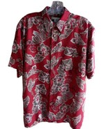  Ron Chereskin Men&#39;s Hawaiian Shirt Size M Red Green Short Sleeve Pocket - $11.88