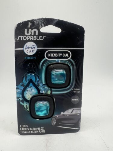 Febreze Car Vent Clip Air Freshener Unstopables Fresh .7oz Adjustable Co - $6.99