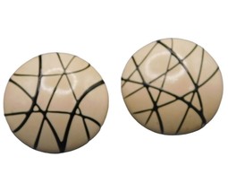 Vintage Retro Earrings 80&#39;s 90&#39;s Style Geometric Abstract Black Lines Off White - £6.42 GBP