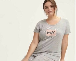 Sleepwear Plus Size Pajama Top 2X Loose Comfy Stretchy Grey Beautiful Fr... - $15.41