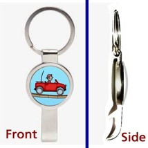 Hill Climb Racing Red Jeep Pennant or Keychain silver tone secret bottle... - £10.50 GBP
