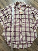 Knox Rose Plaid Tunic Shirt White Purple Size Medium - £11.31 GBP