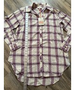 Knox Rose Plaid Tunic Shirt White Purple Size Medium - £11.39 GBP