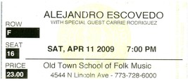 Alejandro Escovedo Ticket Stub April 11 2009 Chicago IL - £11.86 GBP