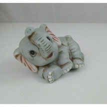 Vintage Homco Ceramic Baby Elephant Laying Down Figurine #1400 Retired - $10.66