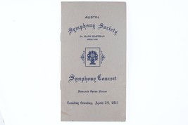 1911 Austin Texas Symphony Concert Hans Harthan Director Program - £33.73 GBP