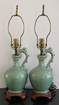 Extraordinary Vintage Pair of Chinese Longquan Hong Kong Celadon Table Lamps - £1,186.25 GBP