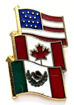 VTG USA Canada Mexico Friendship Flag Enamel Pin Stars Stripes Maple Lea... - £10.30 GBP