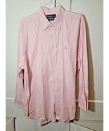 Men Ralph Lauren Yarmouth 17 34/35 Pink White Vertical Lines Green Logo ... - $475.03 MXN
