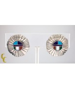 Sterling Silver Lapidary Inlay Sunburst Clip-On Earrings Gorgeous - $4,352.05 MXN Sterling Silver Lapidary Inlay Sunburst Clip-On Earrings Gorgeous - $4,352.05 MXN