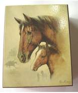  Small Wood Trinket Box Hinged Lid Features Ruane Manning&#39;s Horse Mare a... - £15.79 GBP