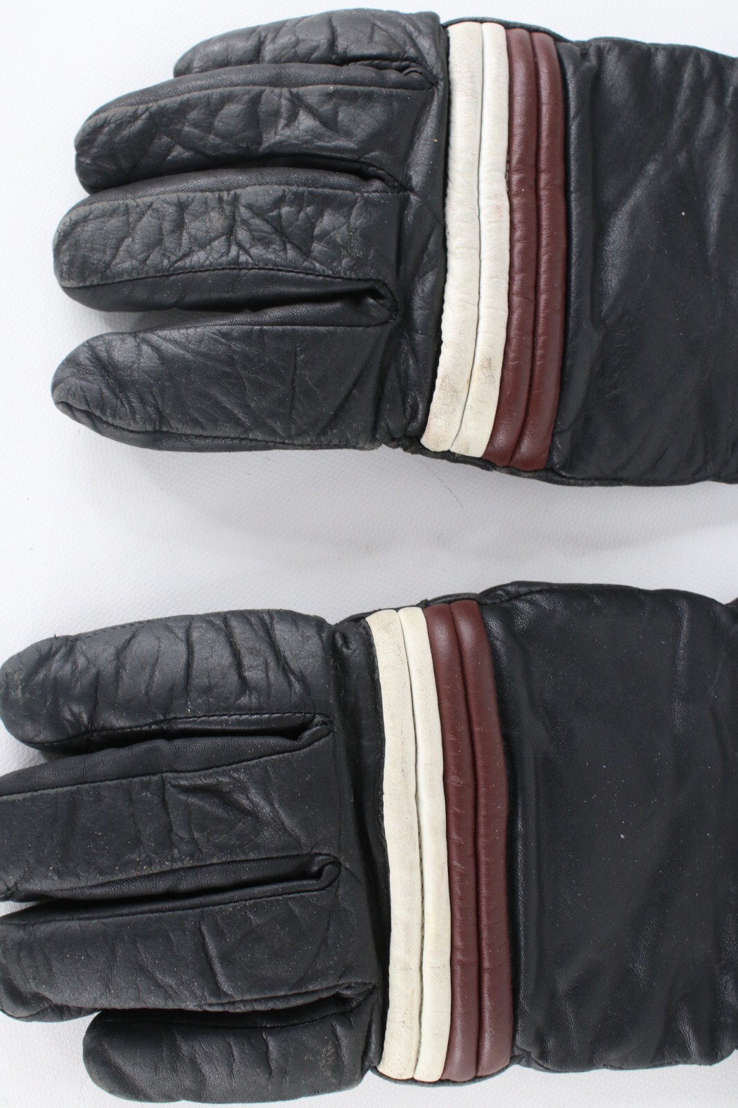 Vtg 70s Honda Racing Striped Insulated Leather Snowmobile Riding Gloves L USA Item image 8