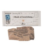 1881 US 2 Cent U.S. Revenue stamp on check from Bank of Lewisburg West V... - £70.64 GBP