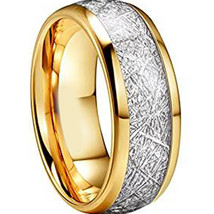 Tungsten Carbide Meteorite Wedding Band Ring - Gold Color - Price for one ring - - £31.53 GBP